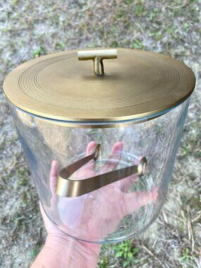 Pottery Barn Bleecker Bar Ice Bucket Bronzed Finish Great Condition